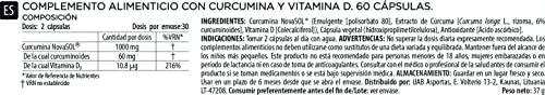 Elixirvit Cúrcuma Curcumina líquida con vitamina D, 185 veces más biodisponible que la cúrcuma/curcumina típica – Absorción inmediata – Potente curcumina NovaSOL, 60 cápsulas
